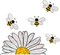 5pcs Bee Sunflower Window Stickers - Double-Side Glass Decals (White)